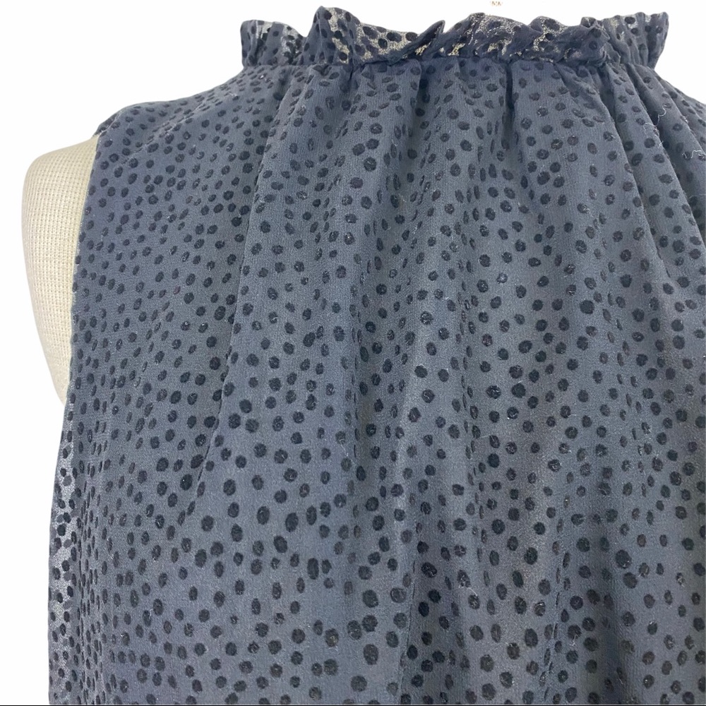 LOFT Black Flocked Swiss Dot Tie Back Top - Picture 2 of 9